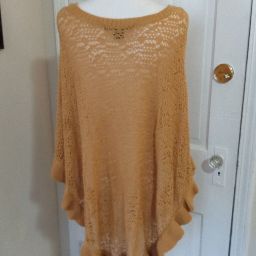 ROAMAN'S Women's Crochet Look Knit Poncho (Size S / 12w) Gold Color - Picture 2 of 6